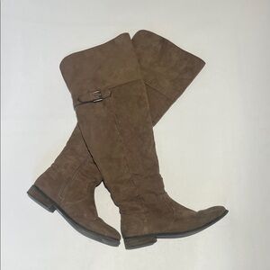 Women's Brown Suede Over-the-Knee Buckle Boots
